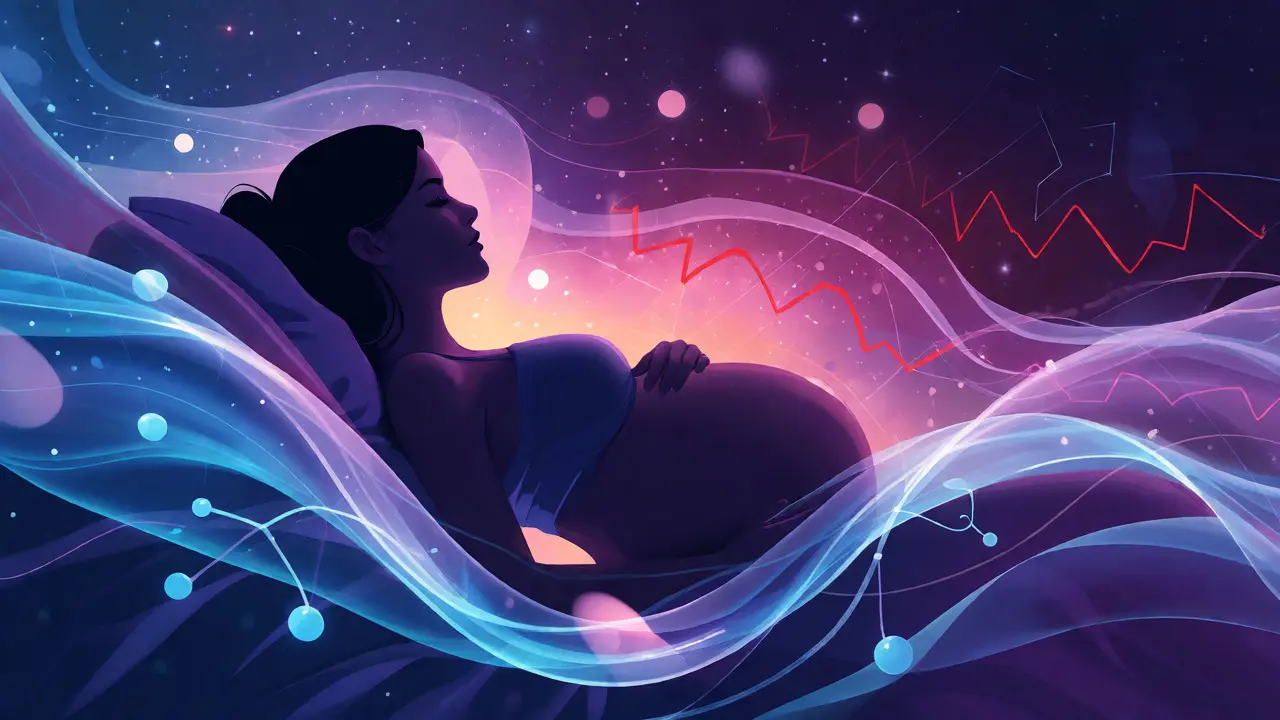Abstraktní vizualizace relaxace a spánku při těhotenství