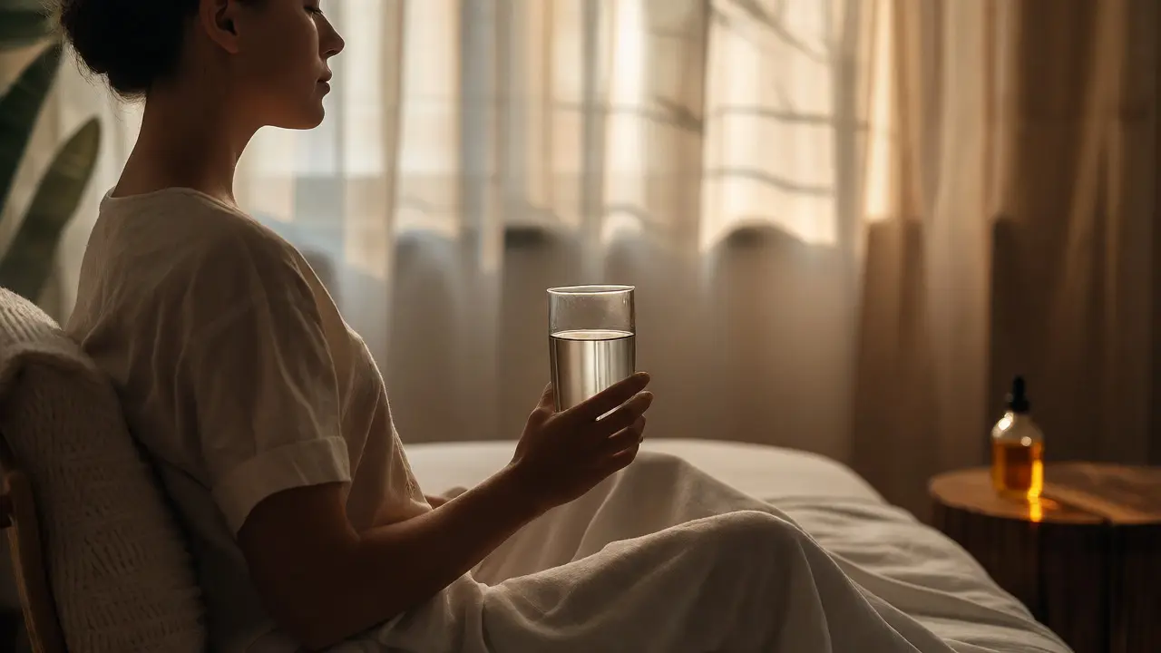 Klient pije vodu po masáži pro podporu detoxikace a hlubokého uvolnění